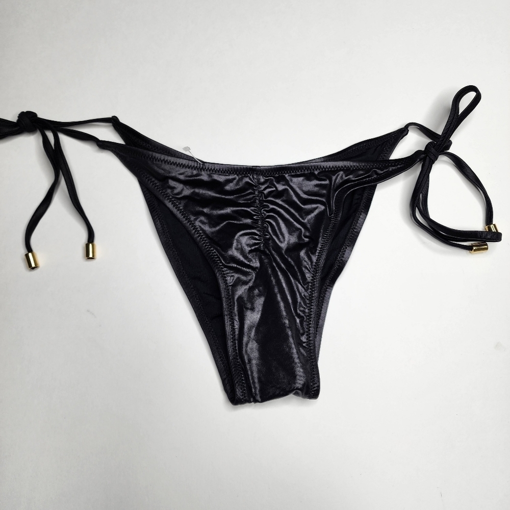 Normaillot Black String Bikini Bottoms Size Small… - image 1